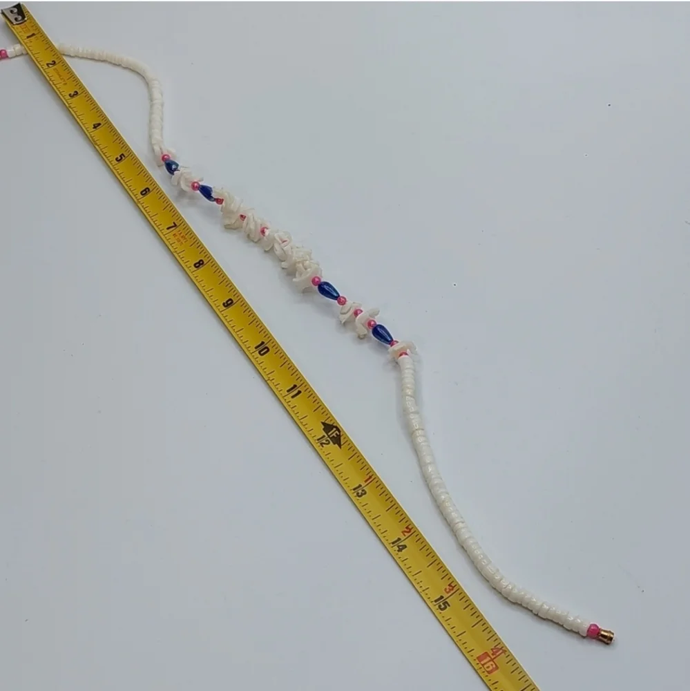 White Heishi Beads and Shell Hawaiian Choker Necklace - Picture 5 of 5